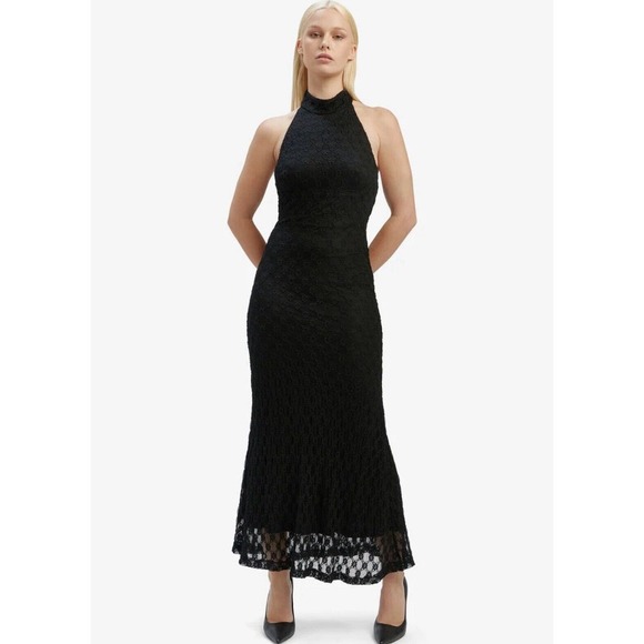 Bardot Adoni Ola Lace Midi Dress In Black‎ Floral Size Medium Cocktail Holiday - Picture 1 of 12
